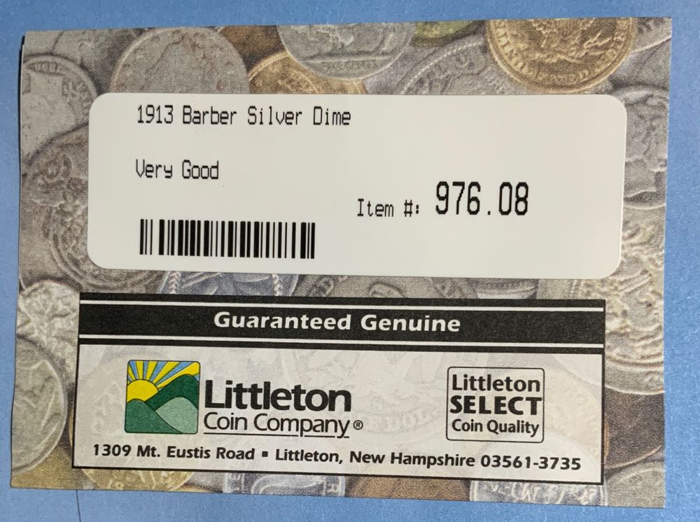 1913 Barber Dime  coin collectible - Main Image 3