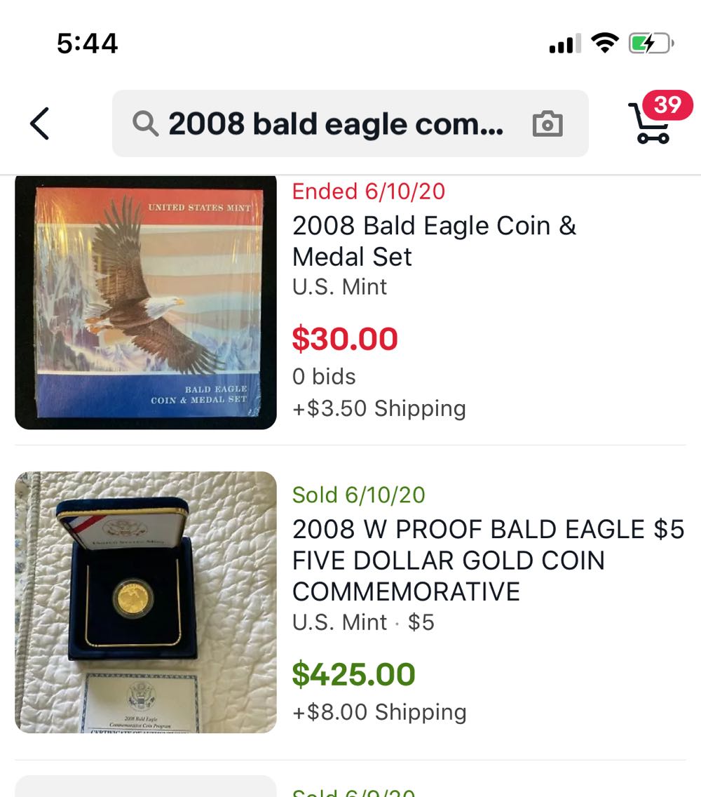 2008 Bald Eagle Commemorative Coin Program $5  coin collectible - Main Image 3