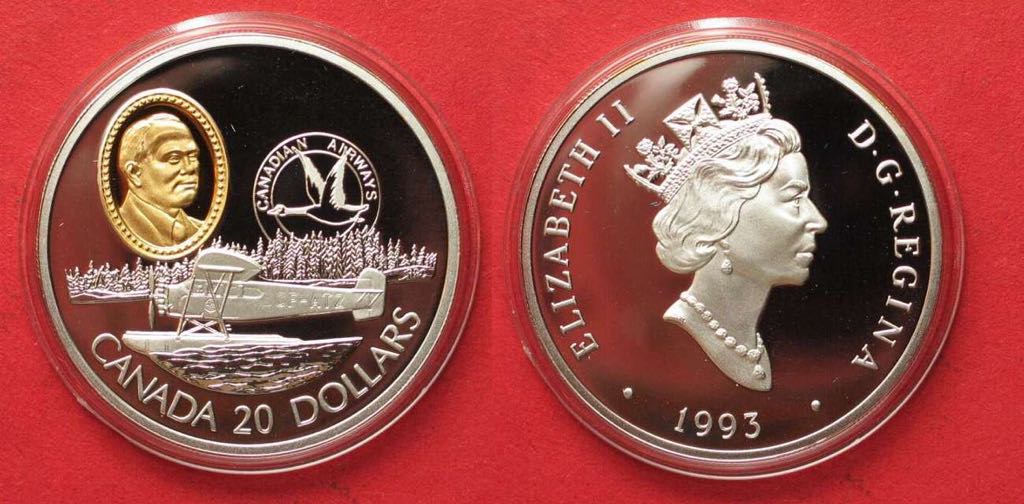 1993 Canadian $20 Fairchild 71c  coin collectible - Main Image 2