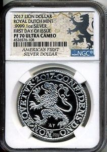 Netherlands 1 Oz Silver Lion Dollar Restrike PF-70 NGC  coin collectible - Main Image 1