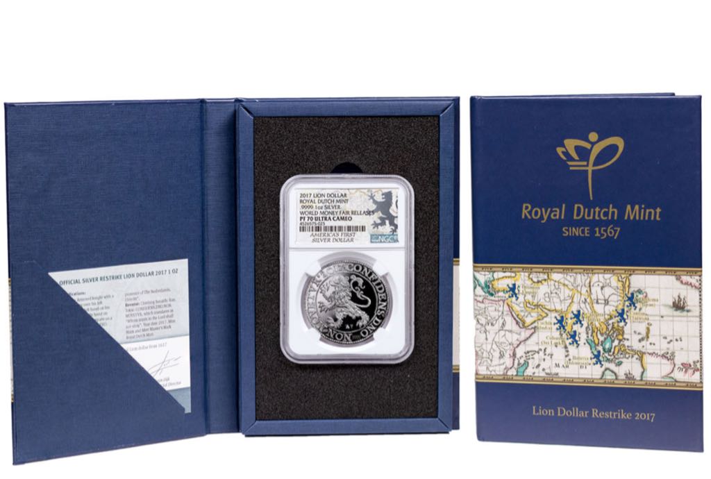 Netherlands 1 Oz Silver Lion Dollar Restrike PF-70 NGC  coin collectible - Main Image 2