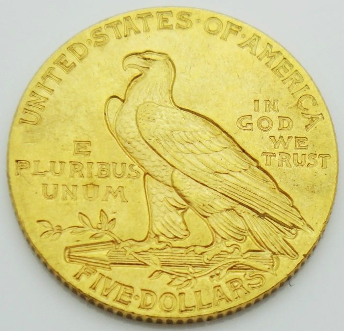 1908 Gold Half Eagle $5  coin collectible - Main Image 2