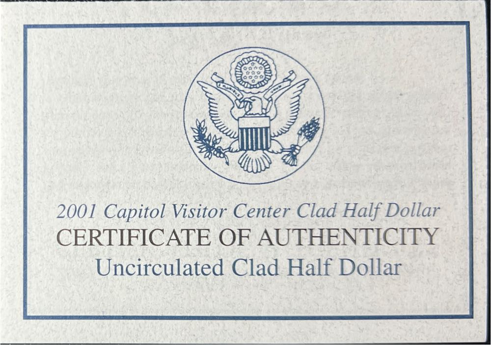 2001 Us Capital Visitor Center Clad 1/2 Dollar  coin collectible - Main Image 4
