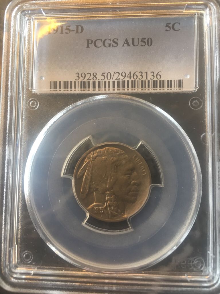 1915-D Buffalo Nickel PCGS AU 50  coin collectible - Main Image 2