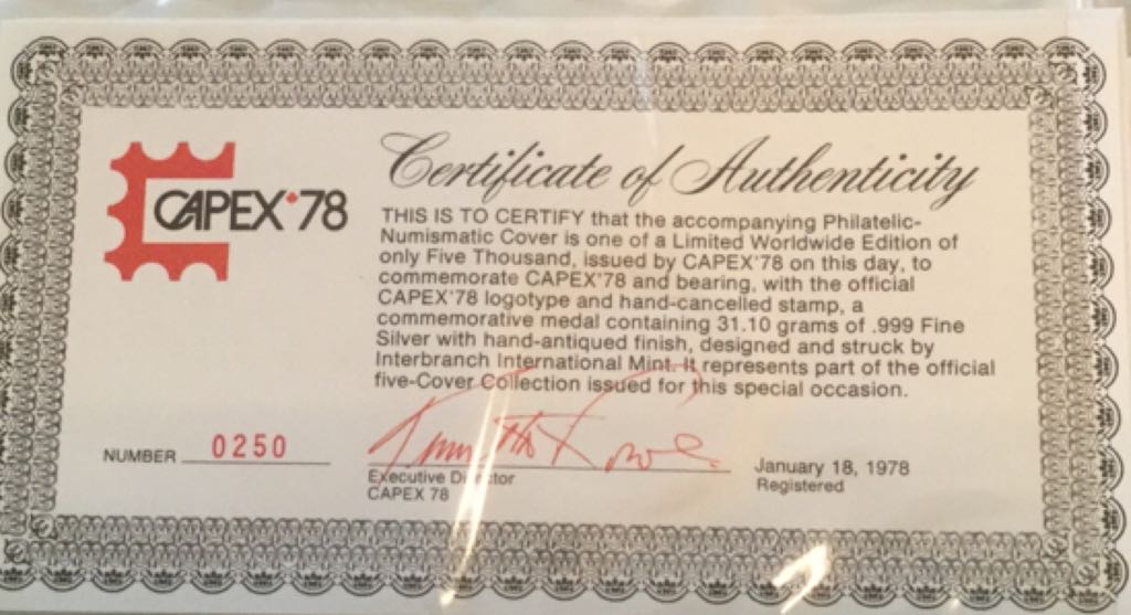 CAPEX ’78 - Official Capex ’78 First Day Cover And Medallion 12 Cent  coin collectible - Main Image 2