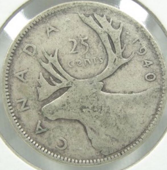 Roll Of Canadian 25 Cent Coins