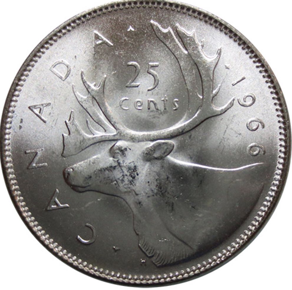 Roll Of Canadian 25 Cent Coins