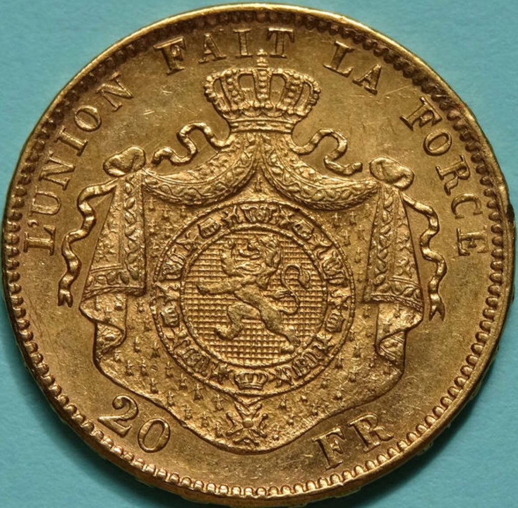 Leopold II 20 Gold Francs Coin  coin collectible - Main Image 2