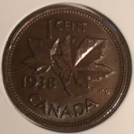 Canadian Copper 1 Cent Coin 1939