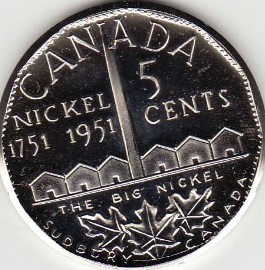 Canadian Steel 5 Cent Coin 1955