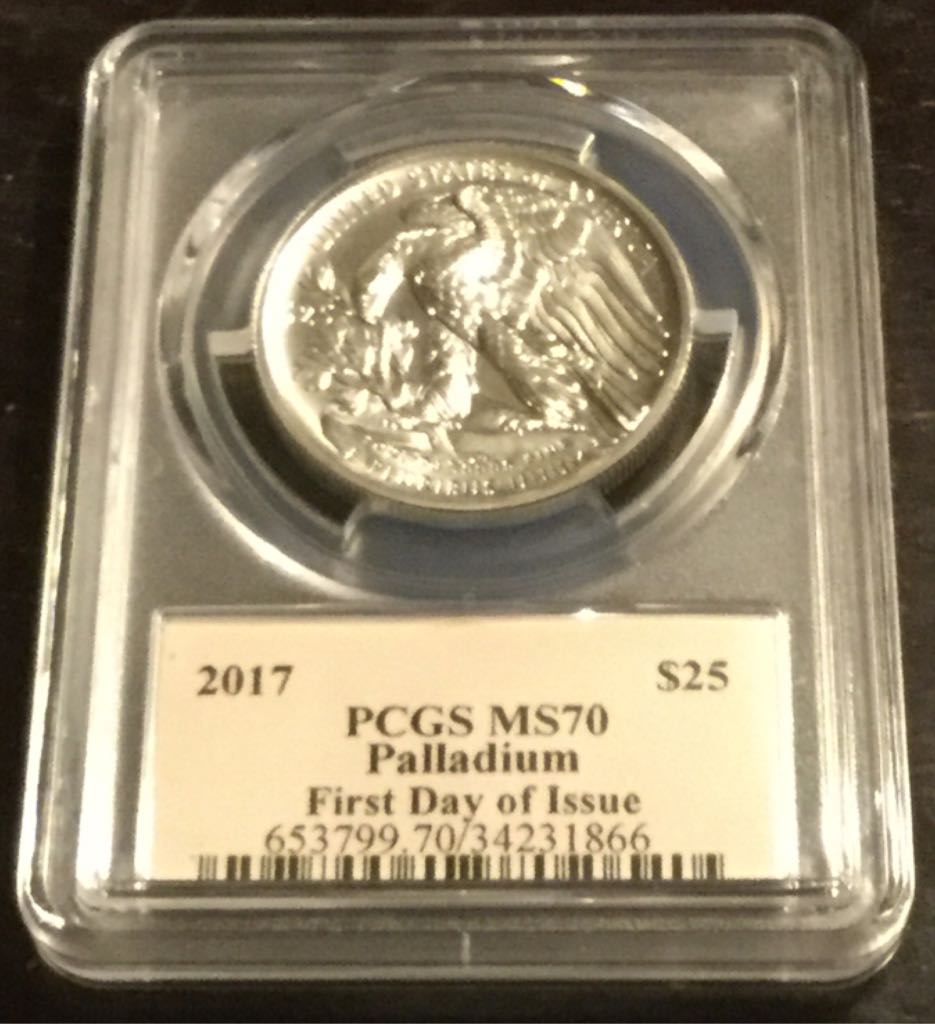 slab 2017 Palladium Eagle PCGS MS70 FIRST STRIKE PCGS No. 653558. 70/34264039  coin collectible - Main Image 2
