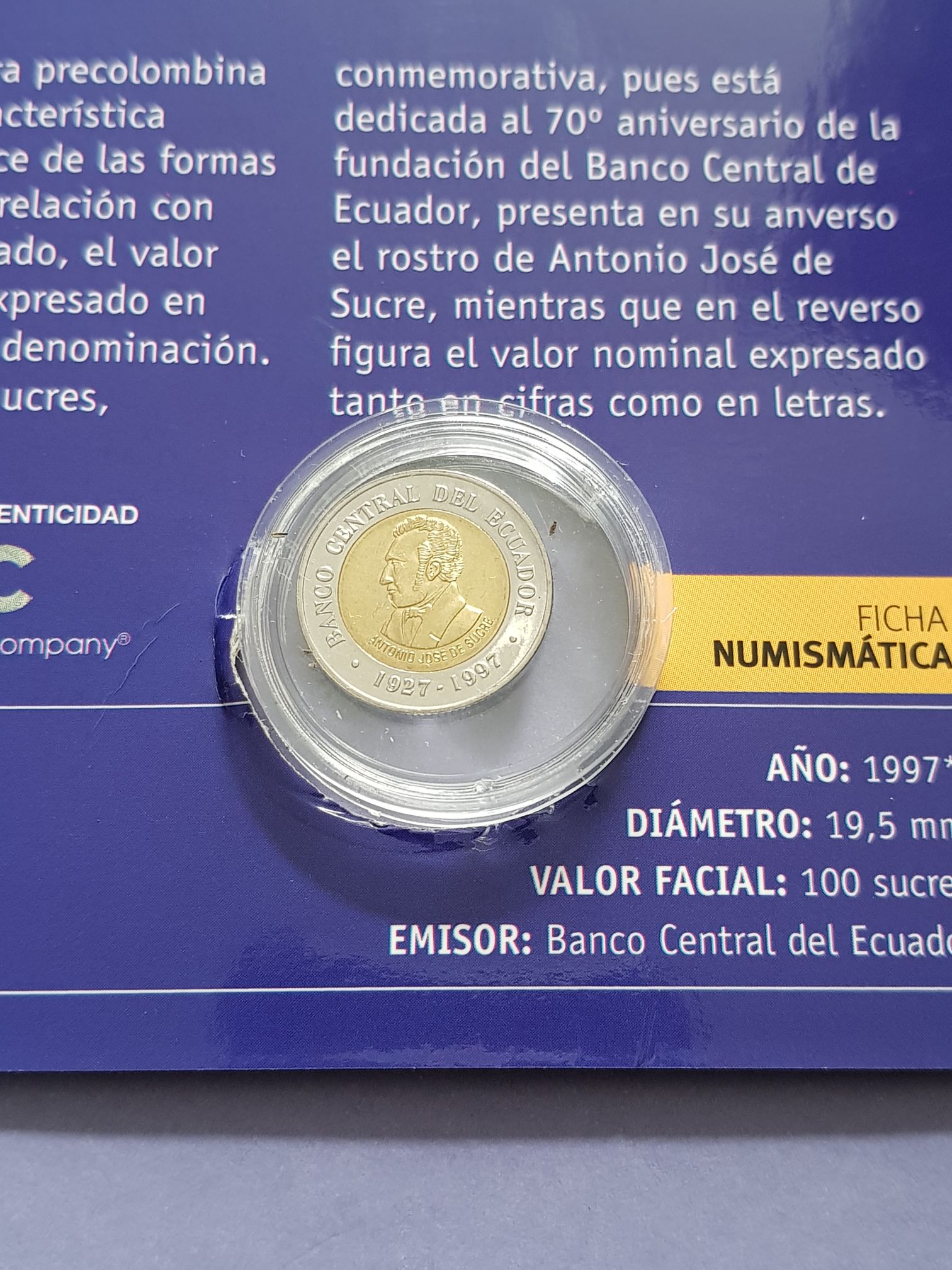 100 Sucres  coin collectible - Main Image 2