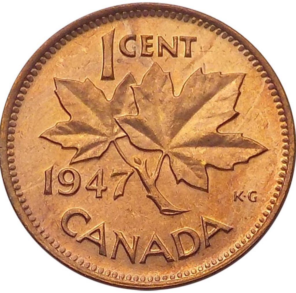 Canadian Copper 1 Cent Coin 1947  coin collectible - Main Image 1