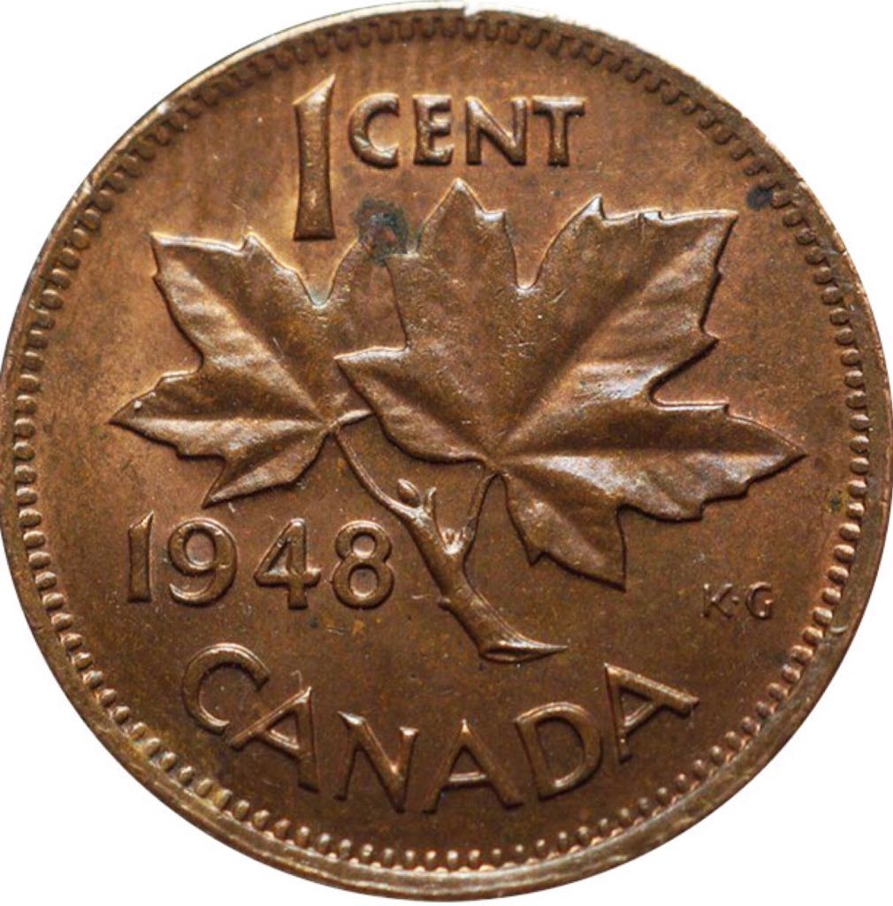 Canadian Copper 1 Cent Coin 1948 coin collectible - Main Image 1