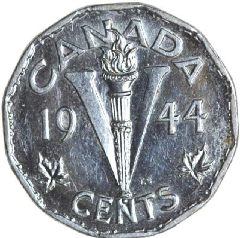 Canadian Steel 5 Cent Coin 1944  coin collectible - Main Image 1