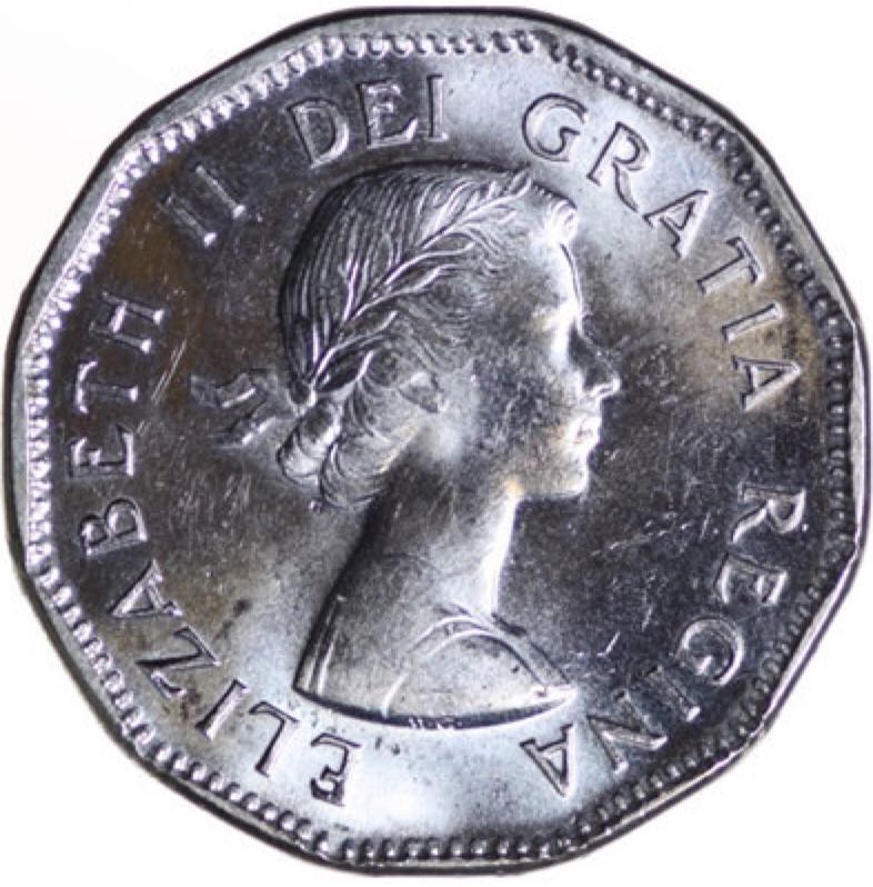 Canadian Steel 5 Cent Coin 1954  coin collectible - Main Image 2