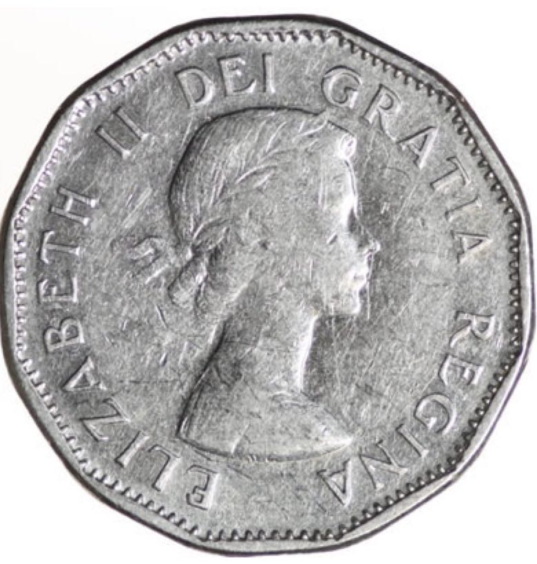 Canadian Steel 5 Cent Coin 1957  coin collectible - Main Image 2