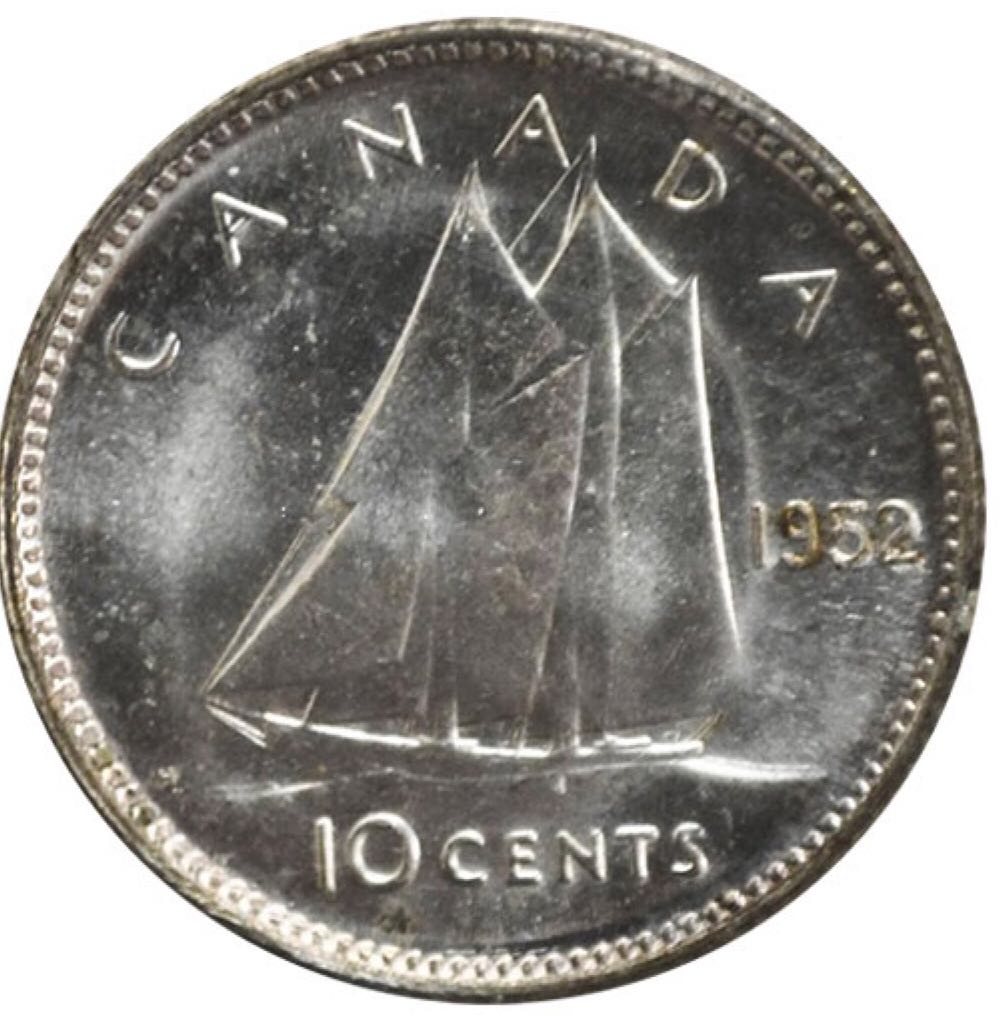 Canadian Silver 10 Cent Coin 1952  coin collectible - Main Image 1