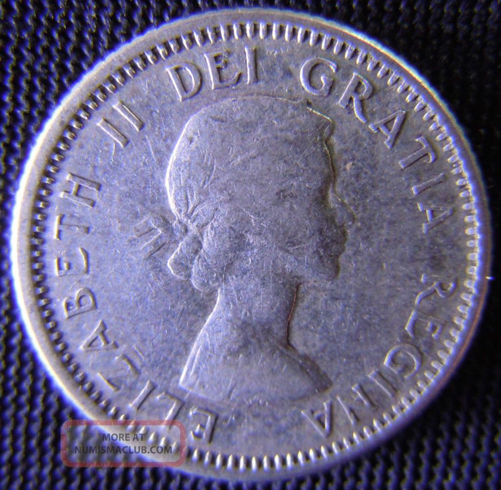 Canadian Silver 10 Cent Coin 1961  coin collectible - Main Image 2