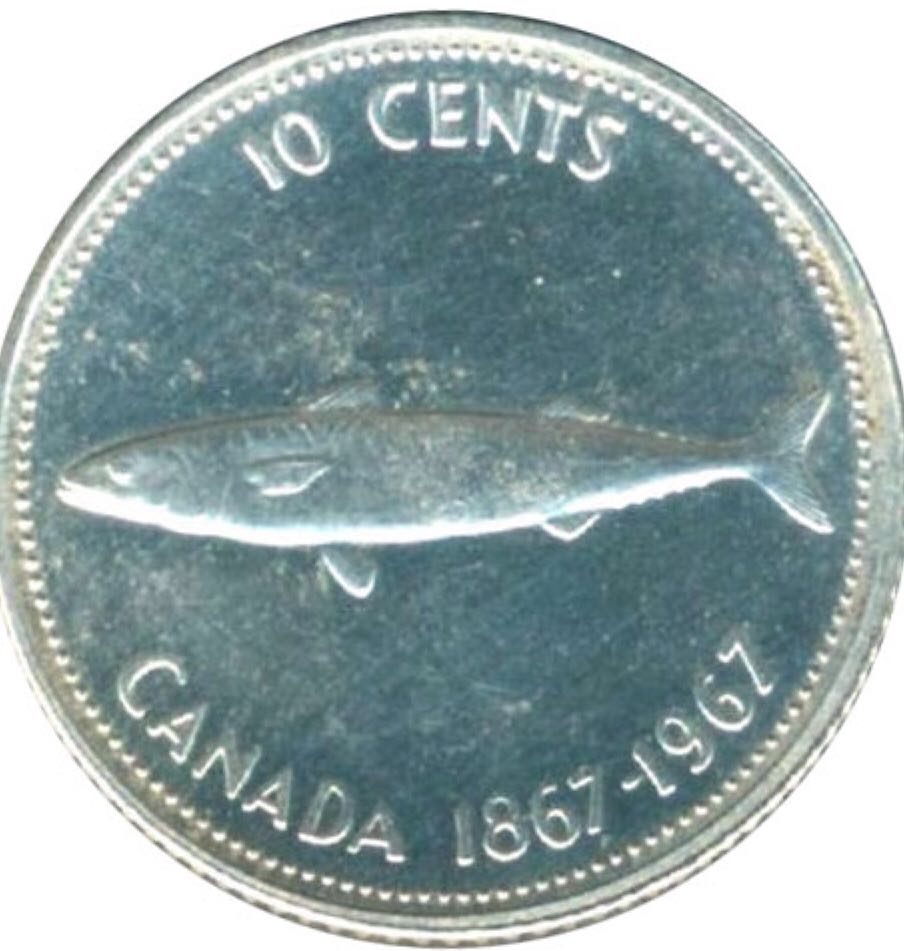 Canadian Silver 10 Cent Coin 1967  coin collectible - Main Image 1