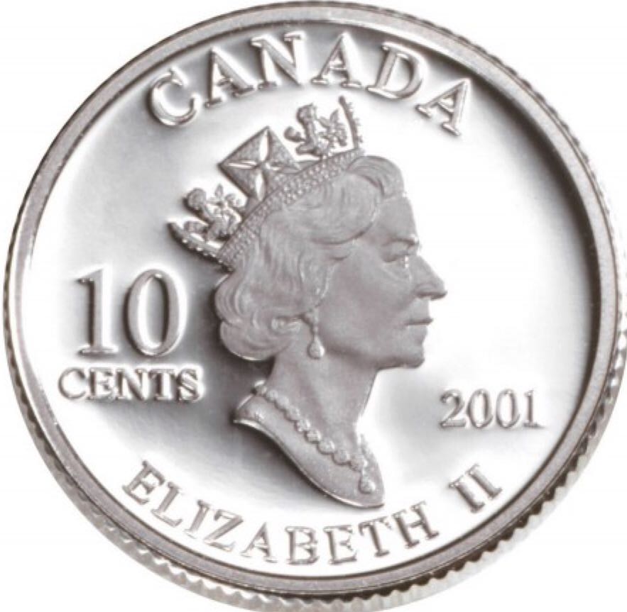 Canadian Silver 10 Cent Coin - Unc. 2001  coin collectible - Main Image 2