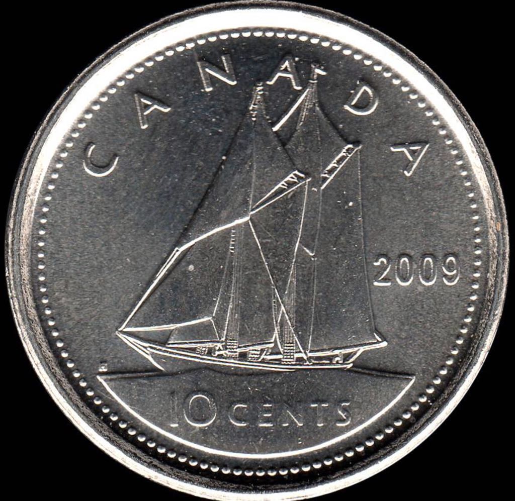 Canadian Silver 10 Cent Coin 1955