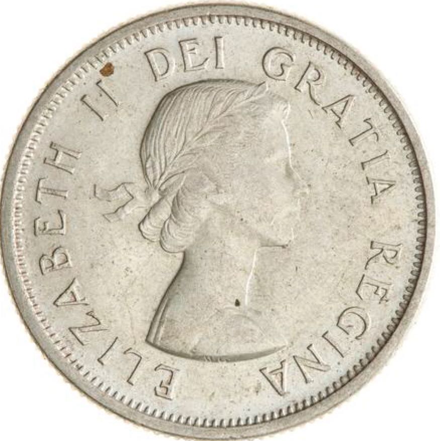 Canadian Silver 25 Cent Coin 1964  coin collectible - Main Image 2