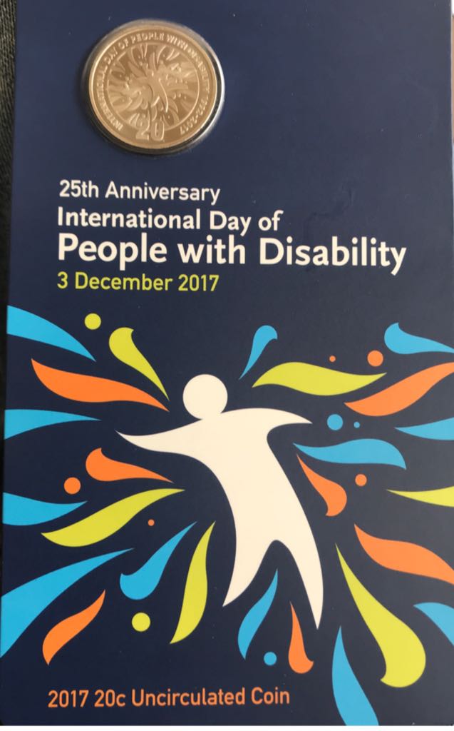 2017 Australian 20c 25th Aniversary International Day Of People With Disability coin collectible - Main Image 1