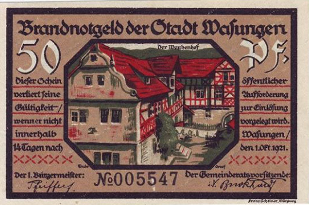 Нотгельд Wafungen 50 пф. пожар  coin collectible - Main Image 2