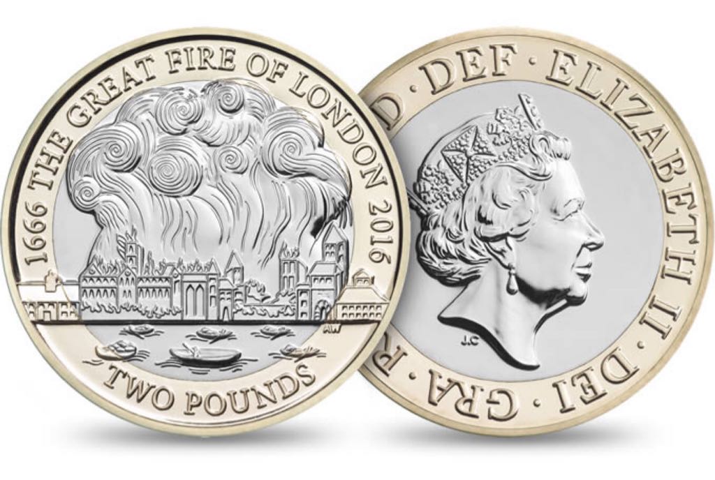 2 фунта. Великий лондонский пожар. Great Fire of London UK £2   coin collectible - Main Image 2