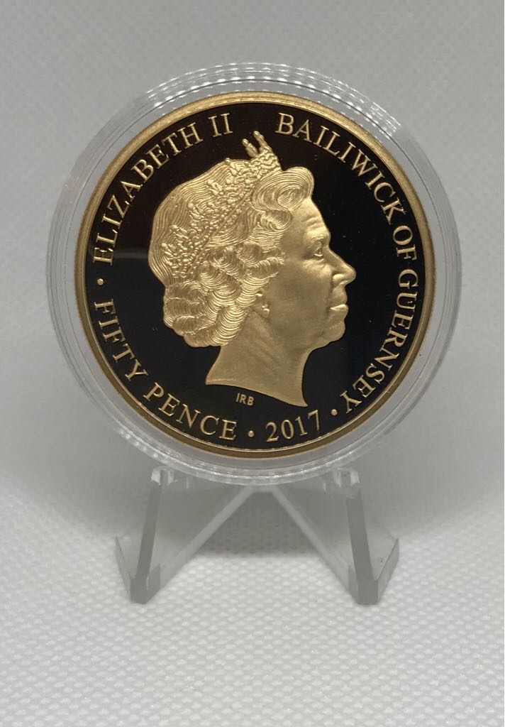 Platinum Wedding Anniversary Gold Plated Proof 50p - Diamond Wedding Anniversary  coin collectible - Main Image 2