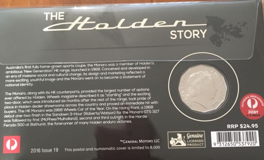 1968 HK Holden PNC  coin collectible - Main Image 2