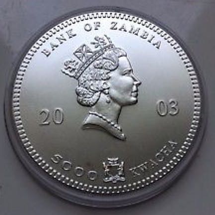Zambia 5000 Kwacha Silver Elephant   coin collectible - Main Image 2