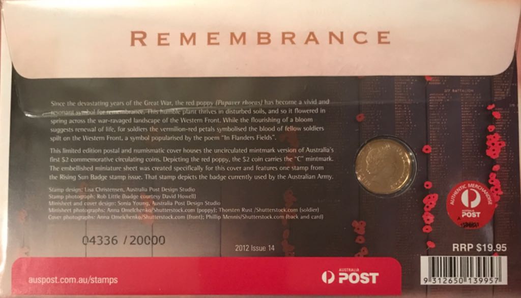 Rememberance PNC 2012  coin collectible - Main Image 2