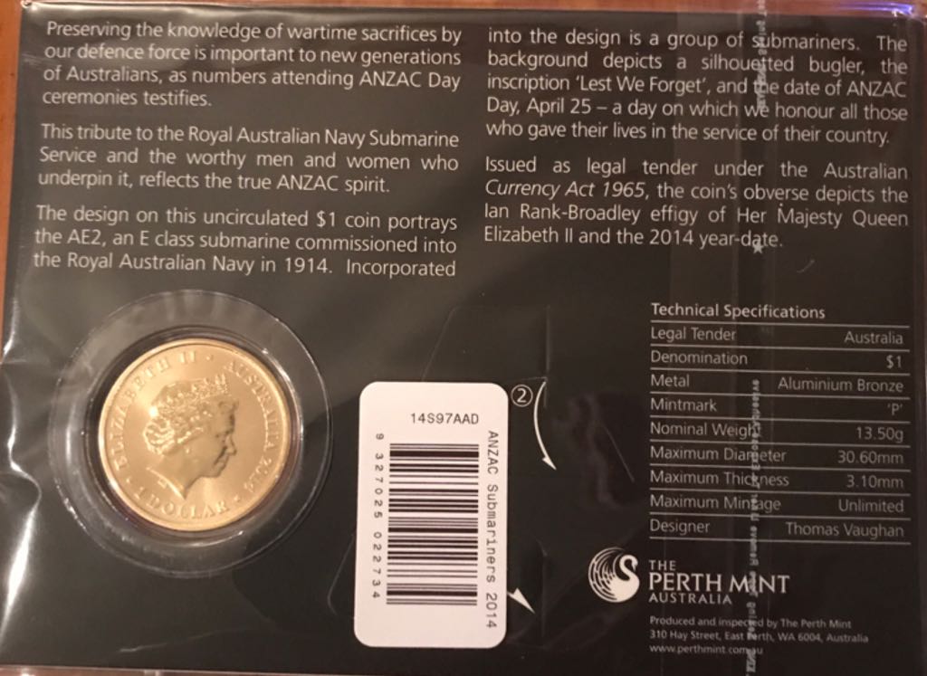 Anzac Day 2014 PNC  coin collectible - Main Image 2