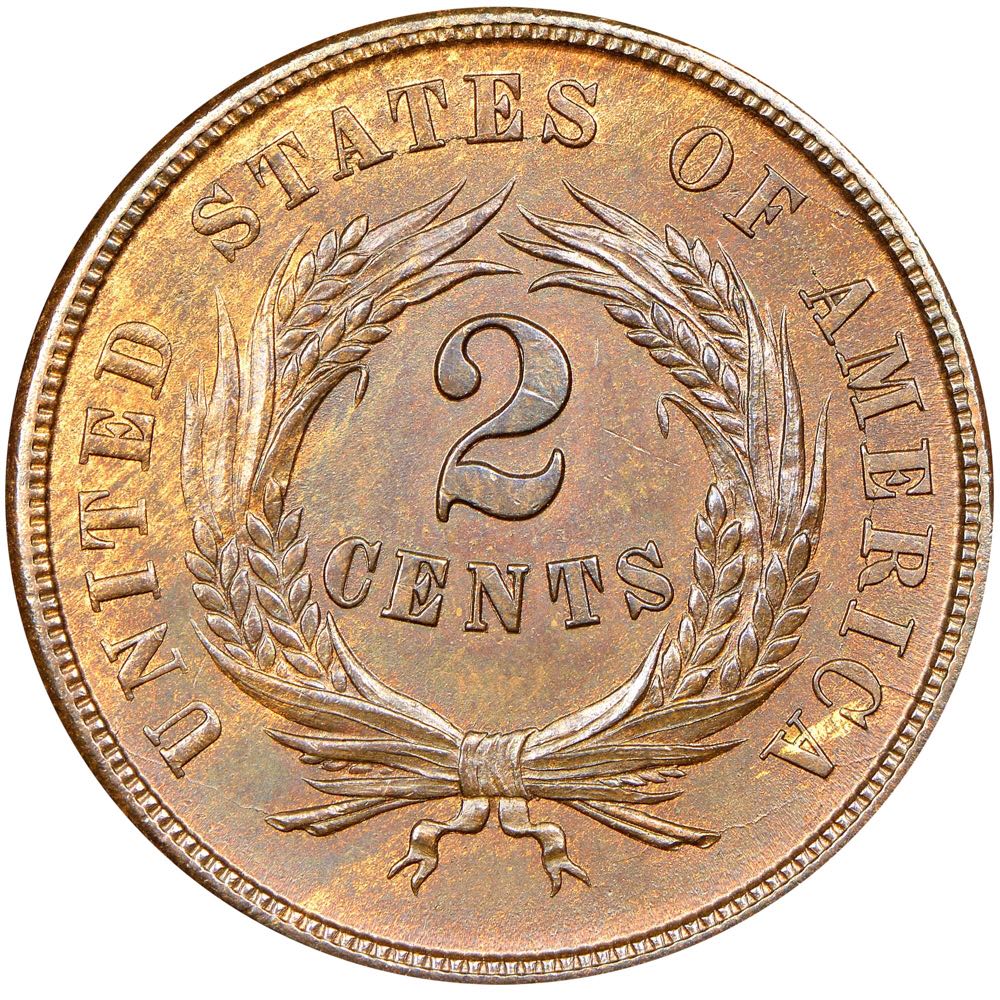 Coin Penny - 1864 Shield Two Cents  coin collectible - Main Image 2