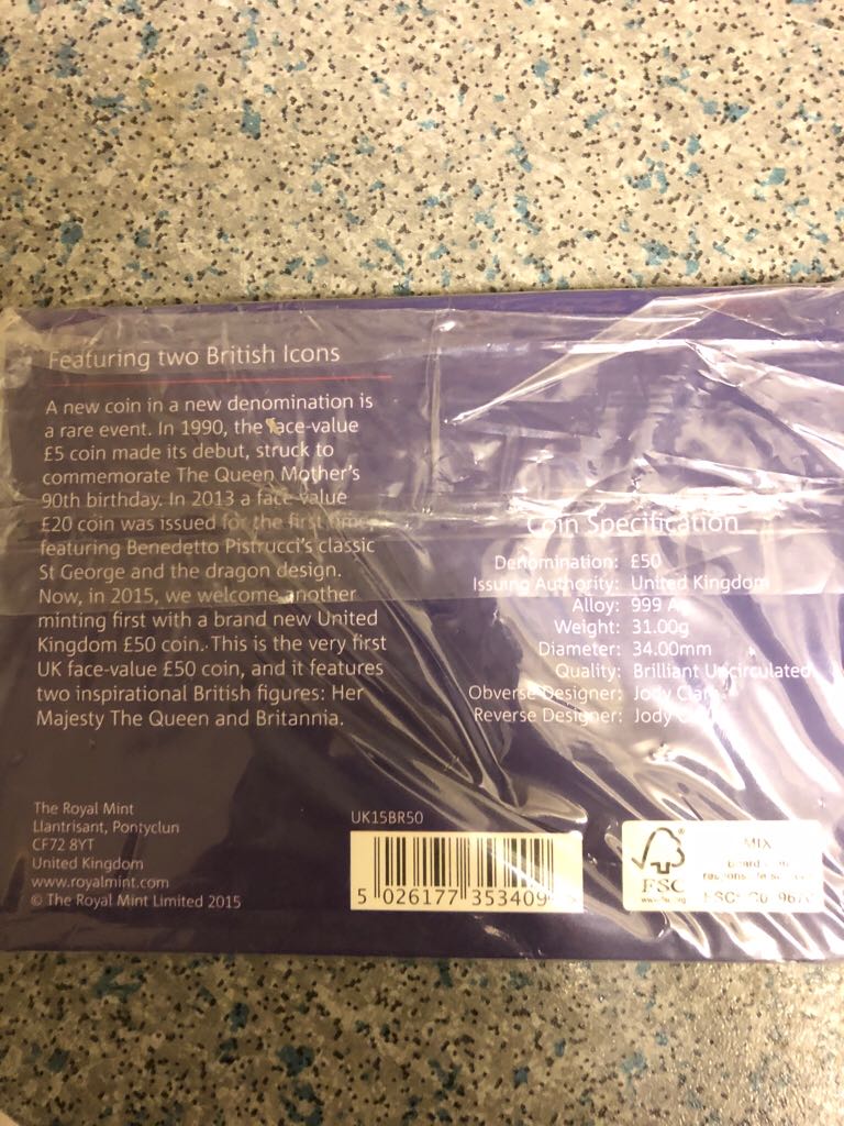 2015 Britannia £50 Silver Proof  coin collectible - Main Image 2
