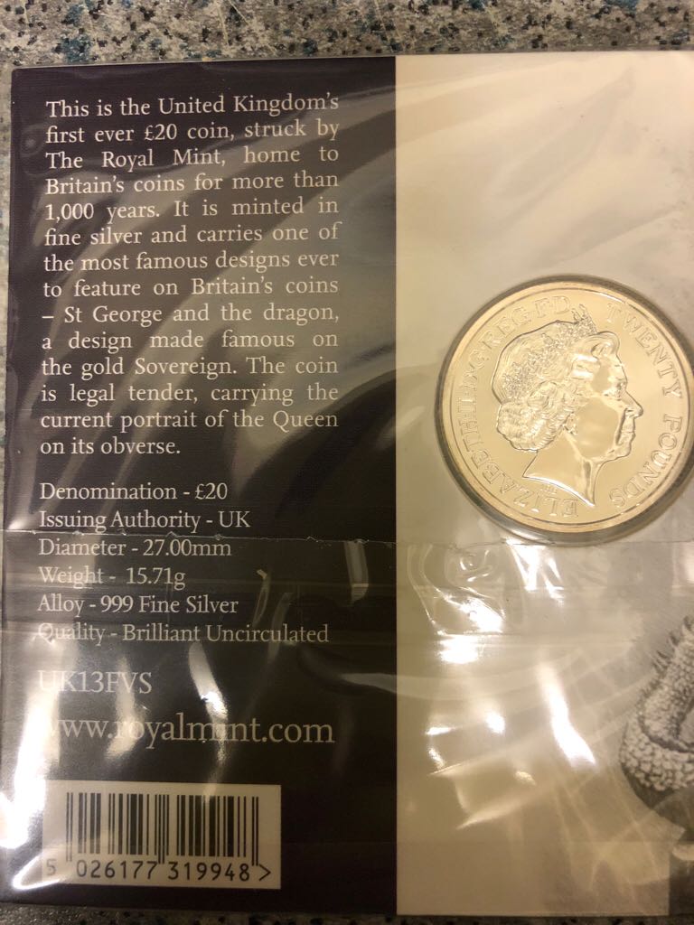 2013 A Timeless First £20 Silver Proof  coin collectible - Main Image 2