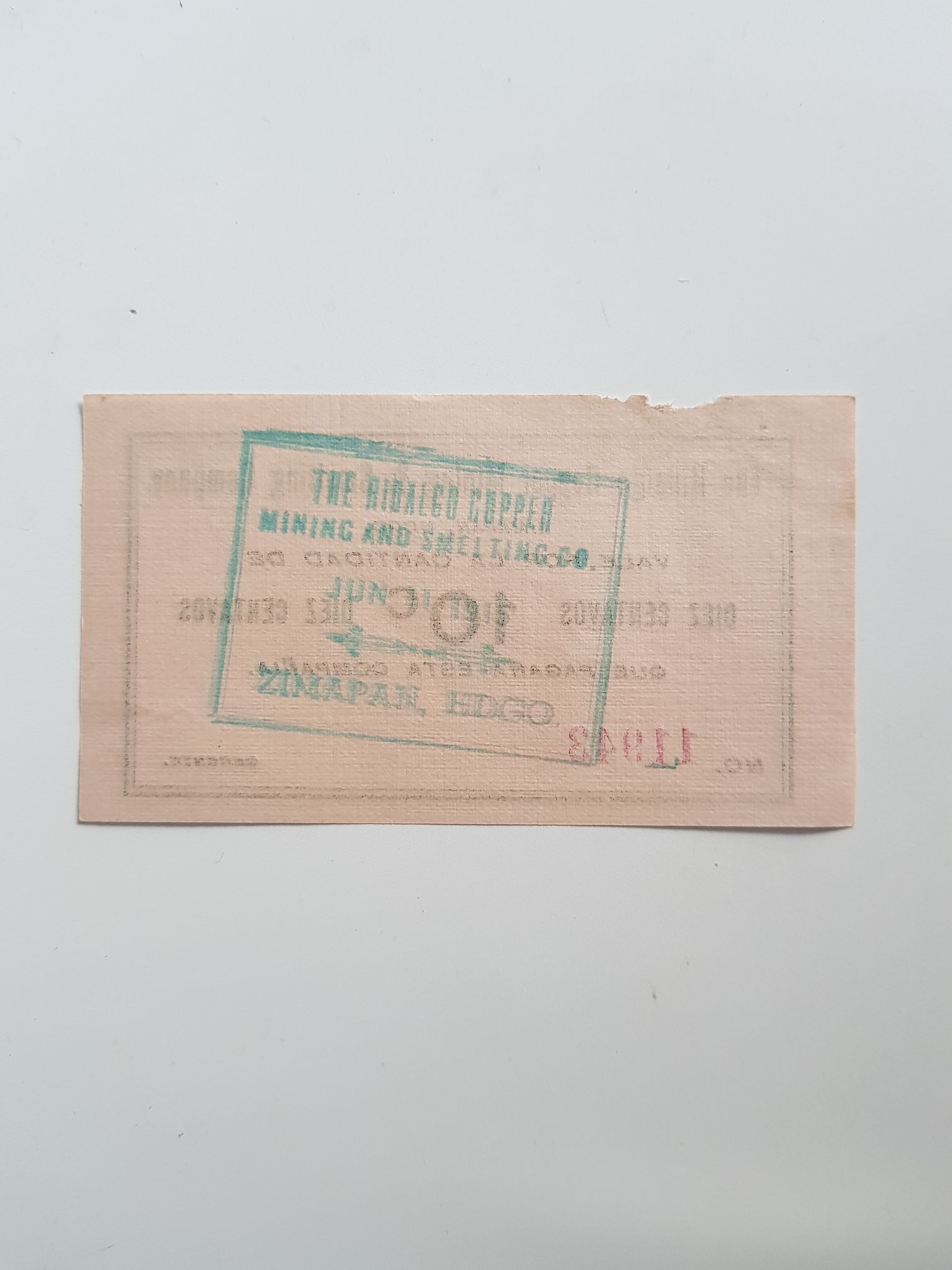 Vale .10 Centavos The Hidalgo Cooper Mining & Smelting Company  coin collectible - Main Image 2