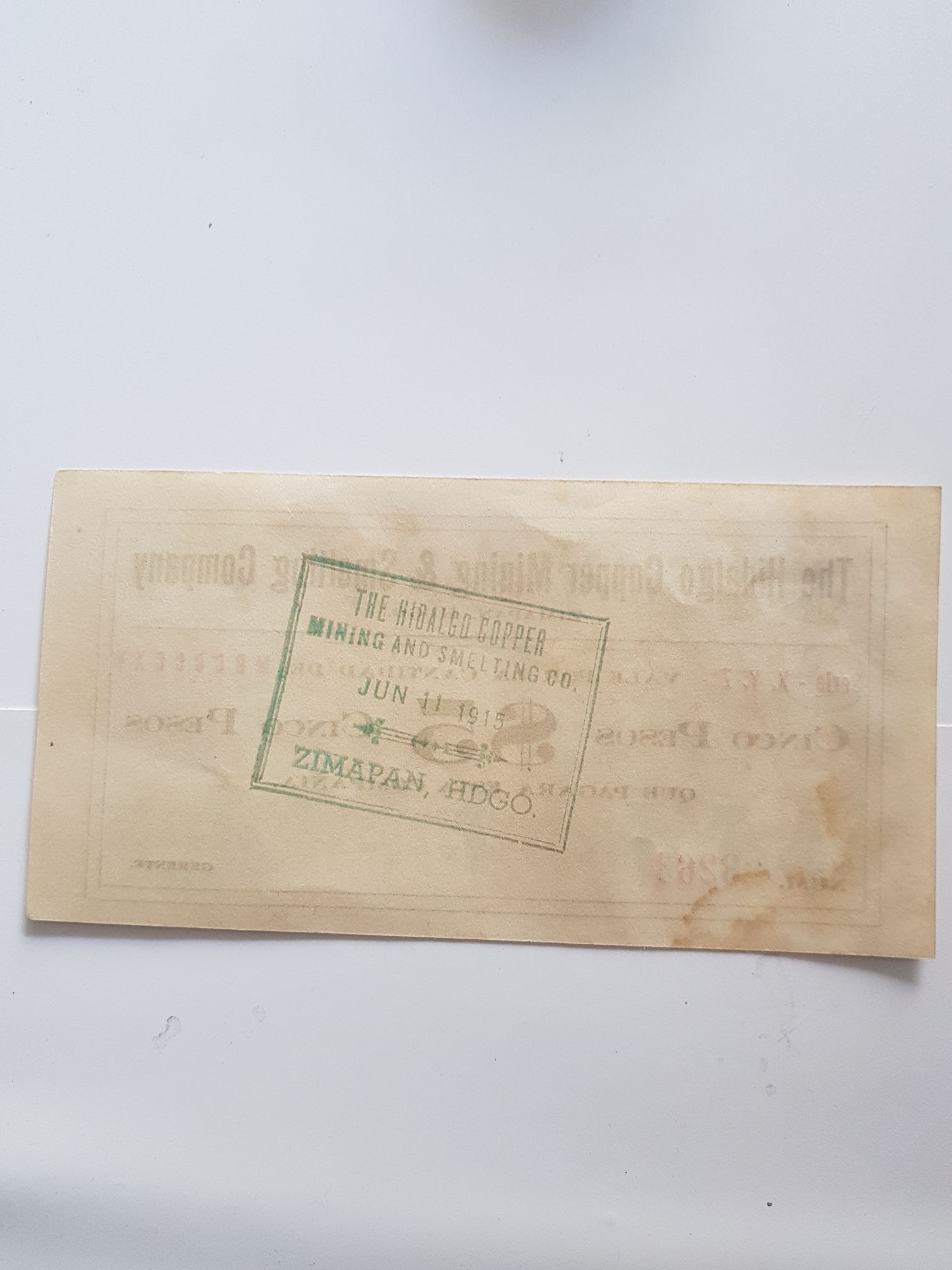 Vale 5 Pesos The Hidalgo Cooper Mining & Smelting Company  coin collectible - Main Image 2