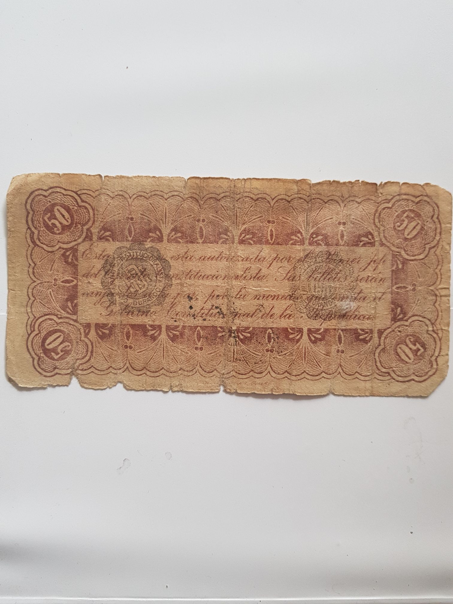 Billete De .50 Centavos ( Durango)  coin collectible - Main Image 2