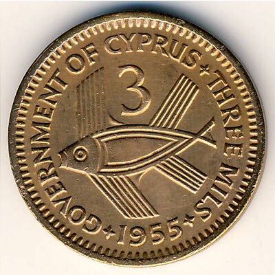 Cyprus 3 Mils 1955  coin collectible - Main Image 2