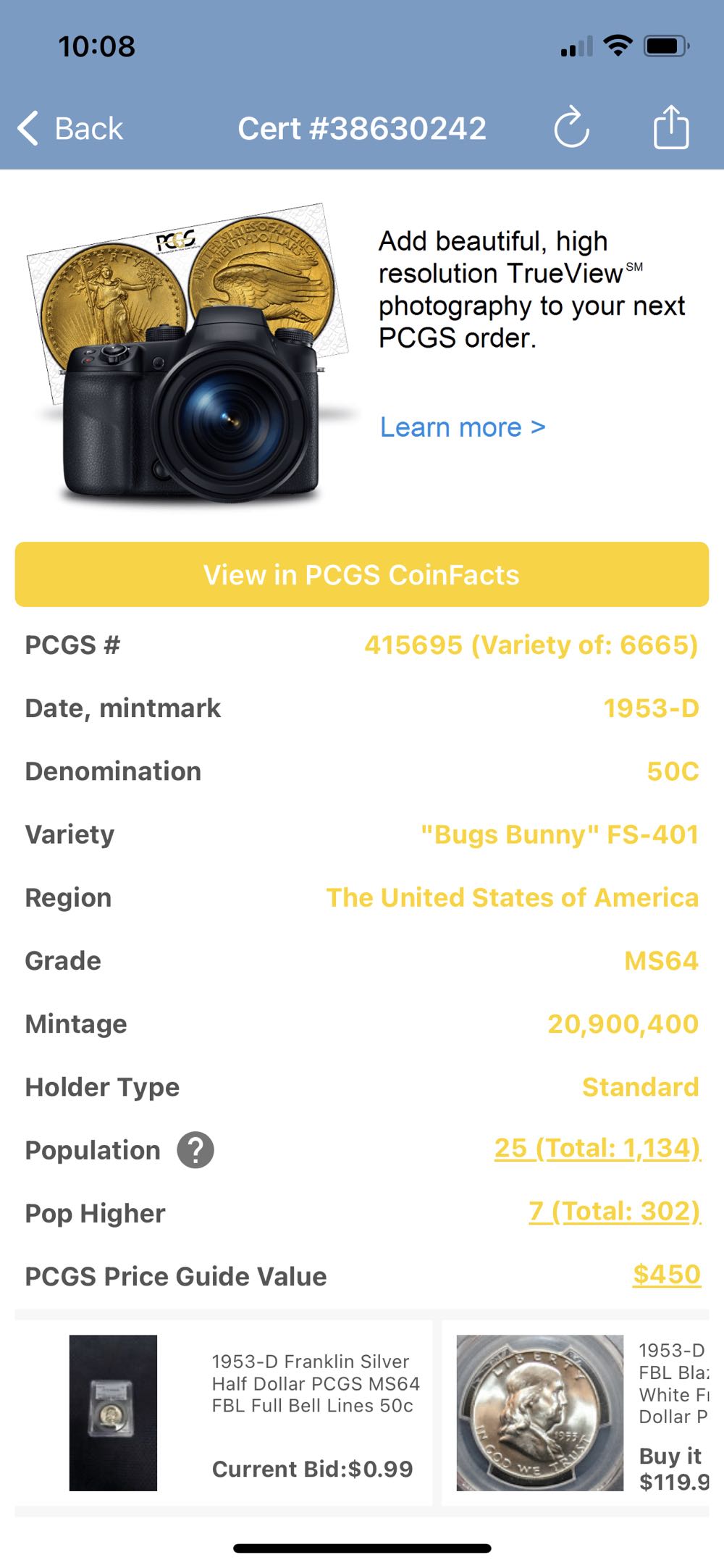 Franklin Half 1953-D (Bugs Bunny)  coin collectible - Main Image 3