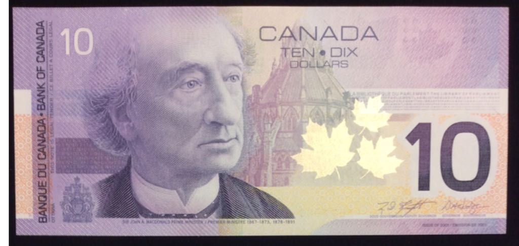 2001 Canadian $10 Dollar Sir John A Macdonald Bill  coin collectible - Main Image 1
