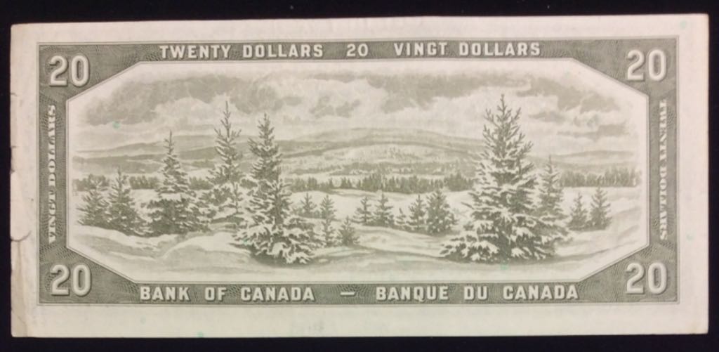 1954 Canadian $20 Dollar Queen Elisabeth II Bill  coin collectible - Main Image 2