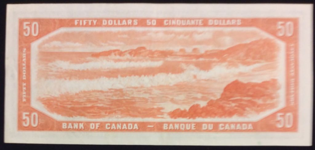 1954 Canadian $50 Dollar Queen Elisabeth II Bill  coin collectible - Main Image 2