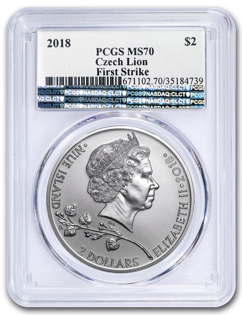 Niue 1 Oz Silver Czech Lion MS70 PCGS  coin collectible - Main Image 2