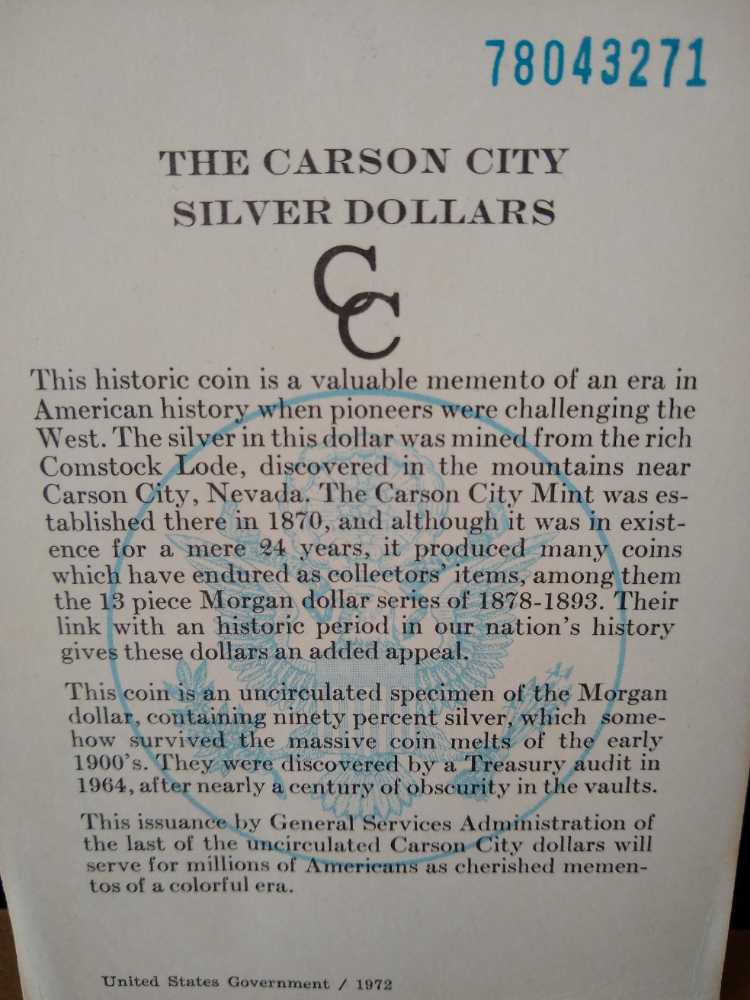 Morgan CC Silver Dollar 1878 Unc Slabed  coin collectible - Main Image 3