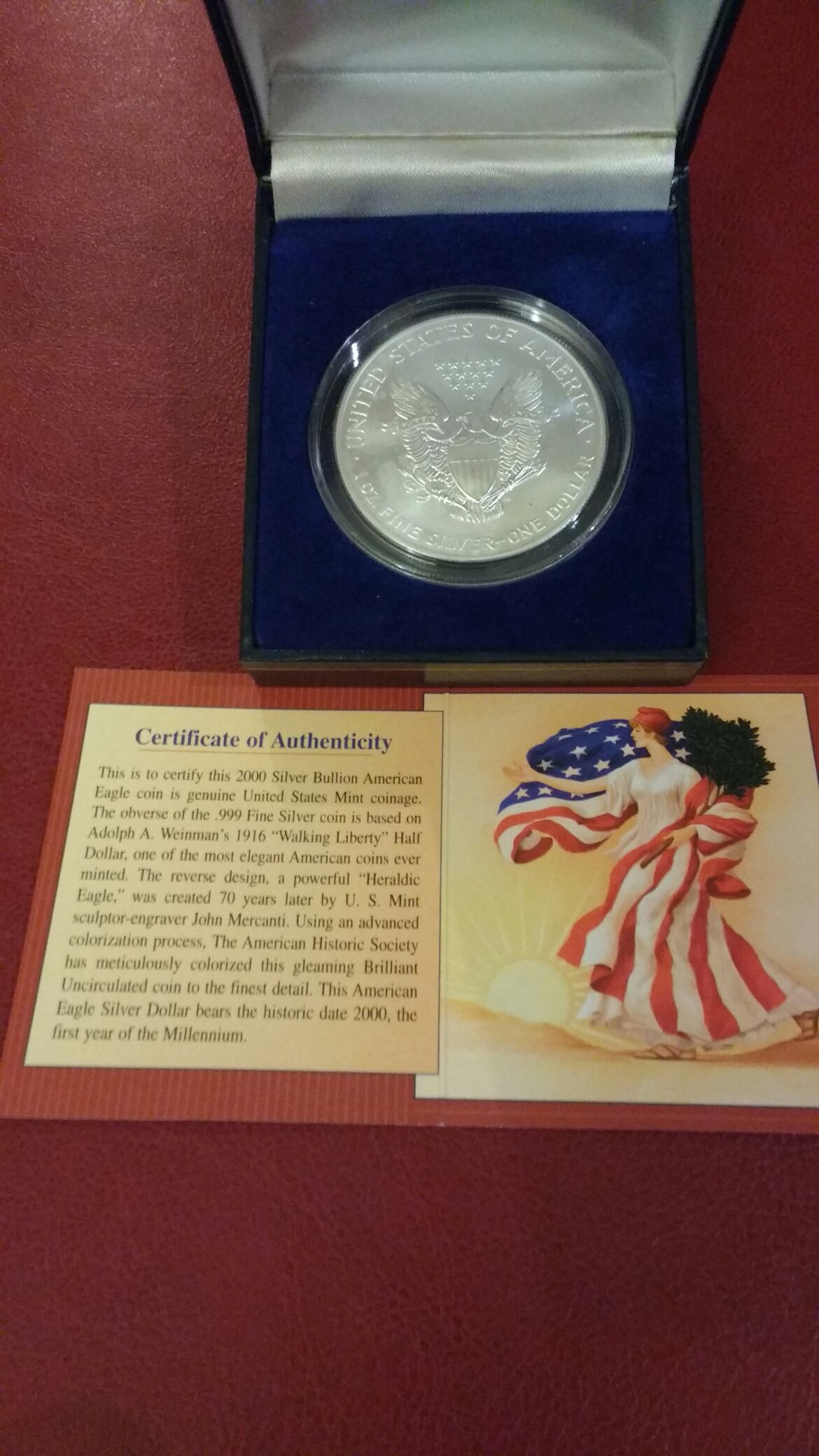 2000 Colorized 1 oz Walking Liberty $  coin collectible - Main Image 2