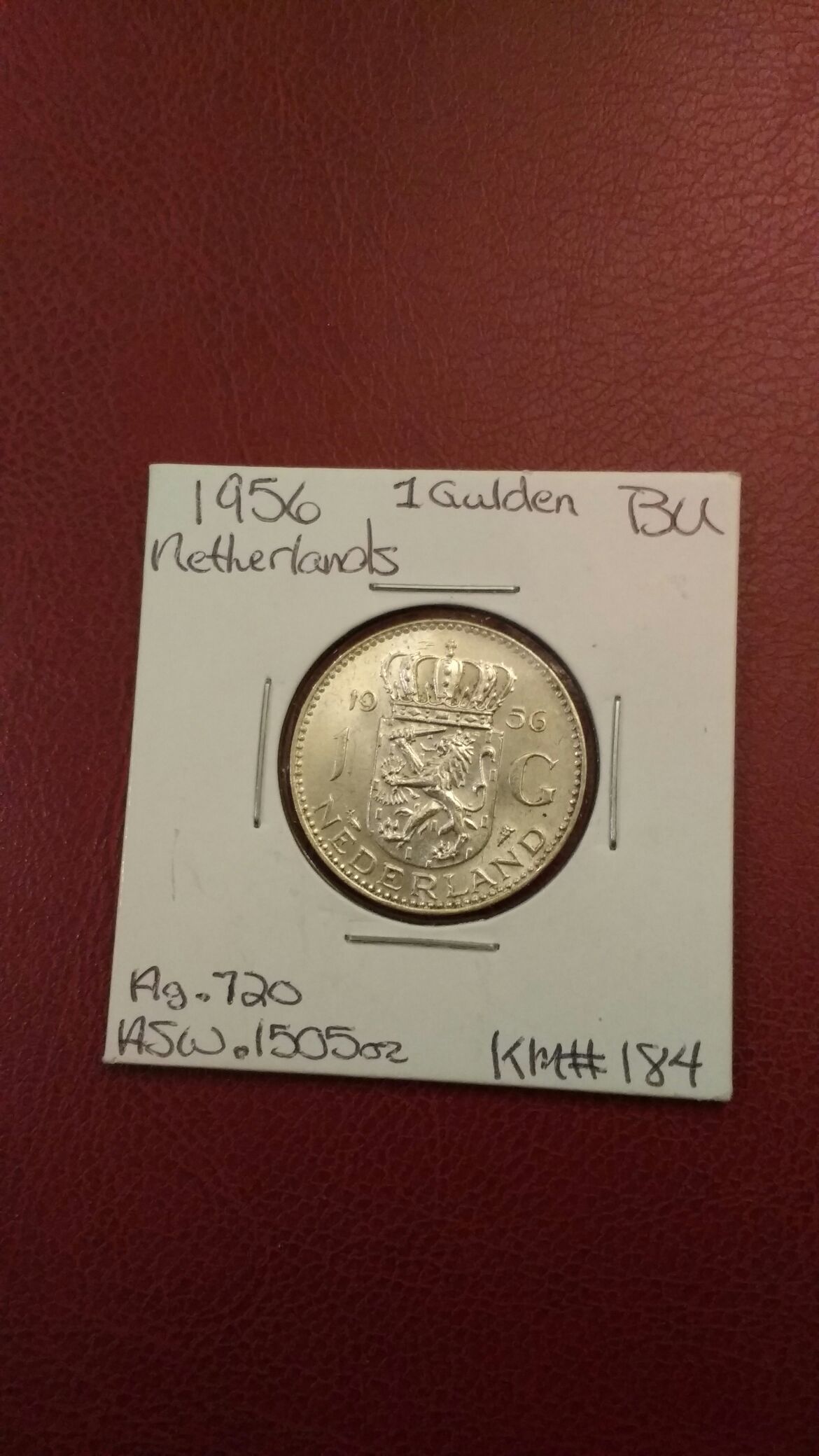 1956 Netherlands 1 Gulden BU  coin collectible - Main Image 2